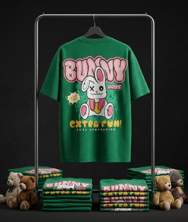Bunny Bear Oversized Graphic T-Shirt Bunny Bear Oversized Graphic T-Shirt-Green