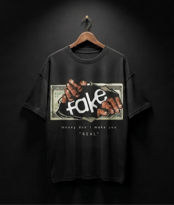 Fake Money Graphic Oversized T-Shirt-Black