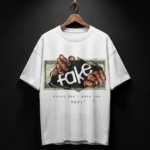 Fake Money Graphic Oversized T-Shirt-White