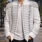 Jack White Cotton Embroidered Jacket-Front View