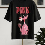 Pink Panther Graphic Oversized T-Shirt-Black