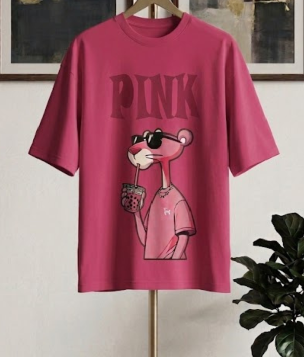 Pink Panther Graphic Oversized T-Shirt-Pink