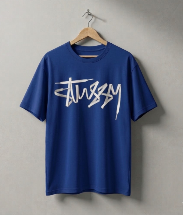 Stussy Style Oversized Graphic T-Shirt-Blue