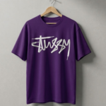 Stussy Style Oversized Graphic T-Shirt-Purple