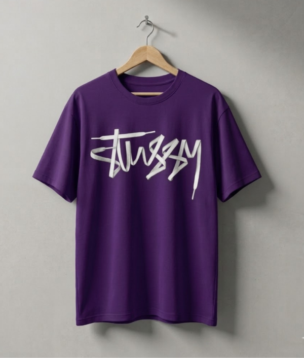 Stussy Style Oversized Graphic T-Shirt-Purple