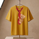 Teddy Tie Oversized Graphic T-Shirt-Yellow