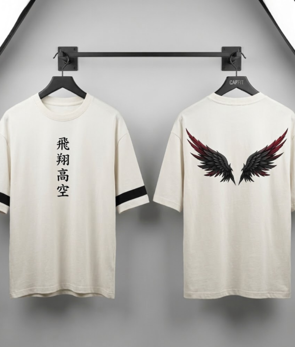 Wings Print Oversized Tshirt - White